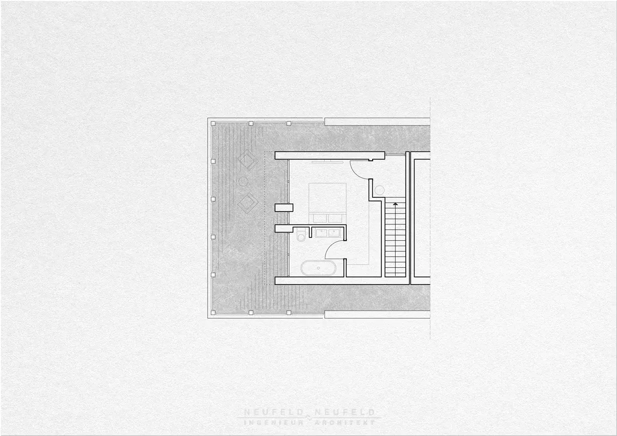 Grundriss Dachterrasse – Doppelhaus mit Einliegerwohnung BS21, Planung Neufeld & Neufeld