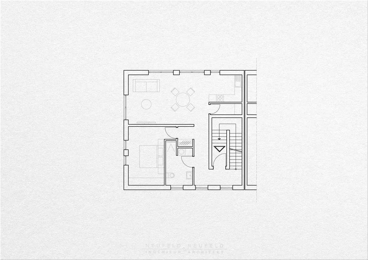 Grundriss Obergeschoss – Doppelhaus mit Einliegerwohnung BS21, Planung Neufeld & Neufeld