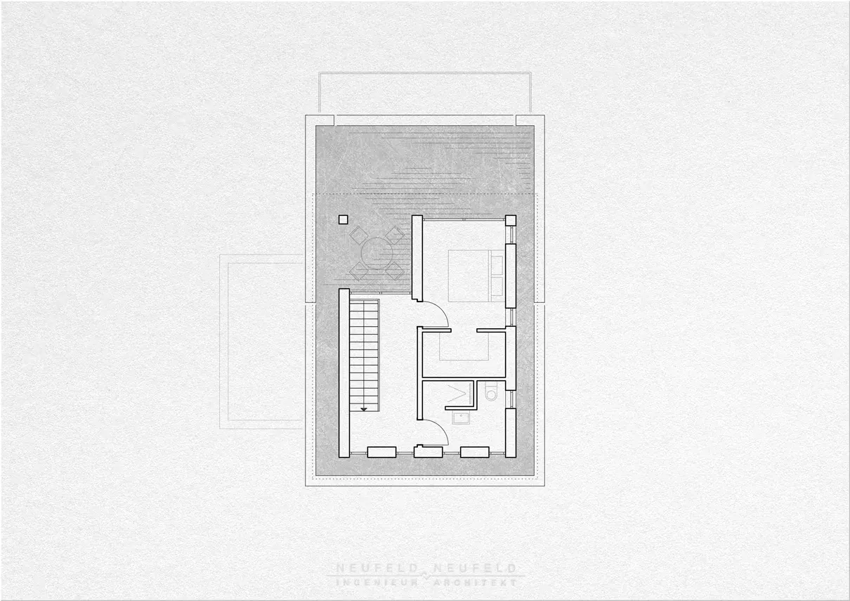 Grundriss Staffelgeschoss – Zweifamilienhaus FK19, Planung Neufeld & Neufeld