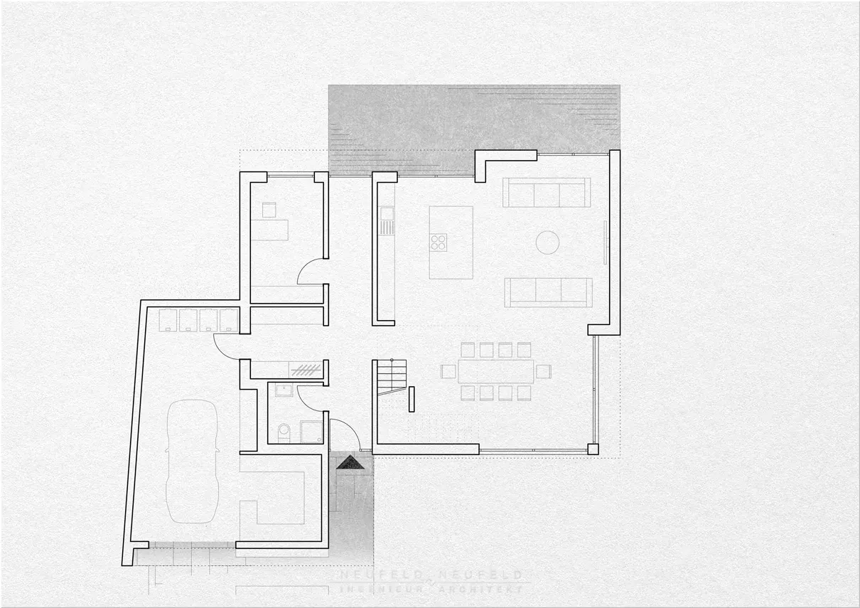 Grundriss Erdgeschoss – Einfamilienhaus HD21, Planung Neufeld & Neufeld