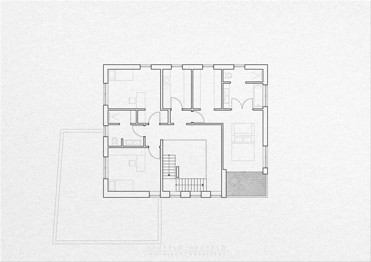 Grundriss Obergeschoss – Einfamilienhaus HD21, Planung Neufeld & Neufeld