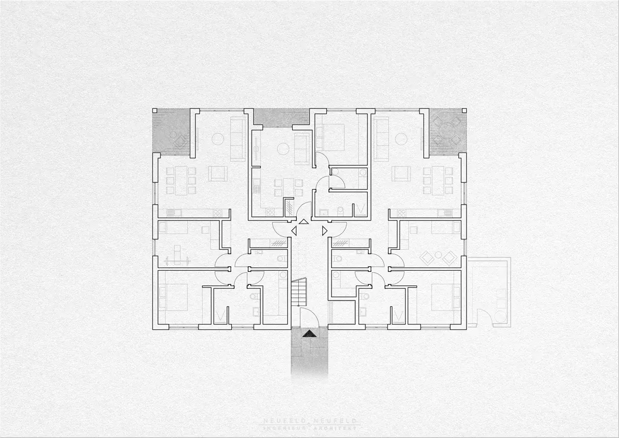 Grundriss Erdgeschoss – Mehrfamilienhaus KR19, Planung Neufeld & Neufeld