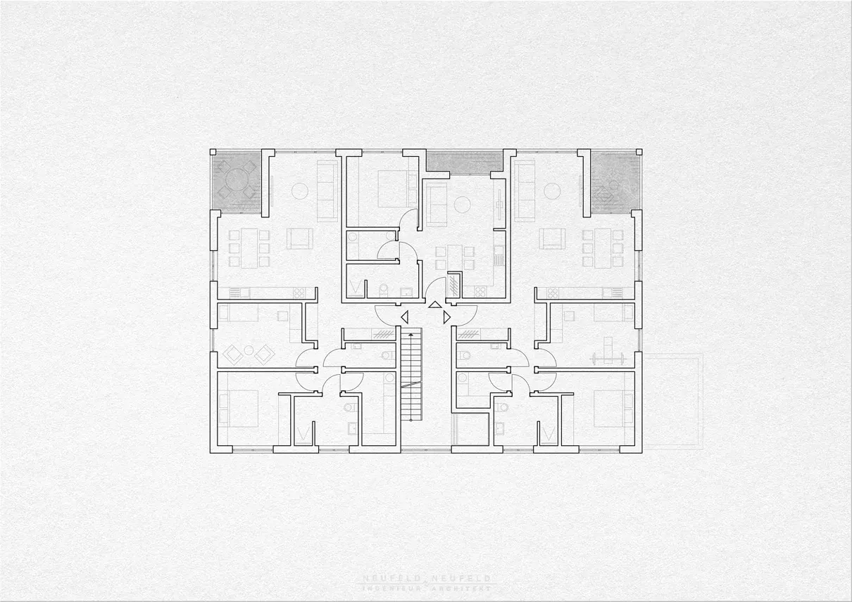 Grundriss Obergeschoss – Mehrfamilienhaus KR19, Planung Neufeld & Neufeld