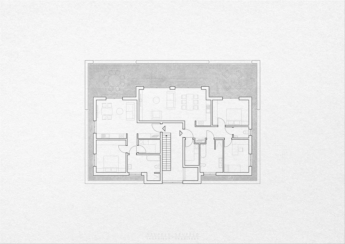 Grundriss Staffelgeschoss – Mehrfamilienhaus KR19, Planung Neufeld & Neufeld