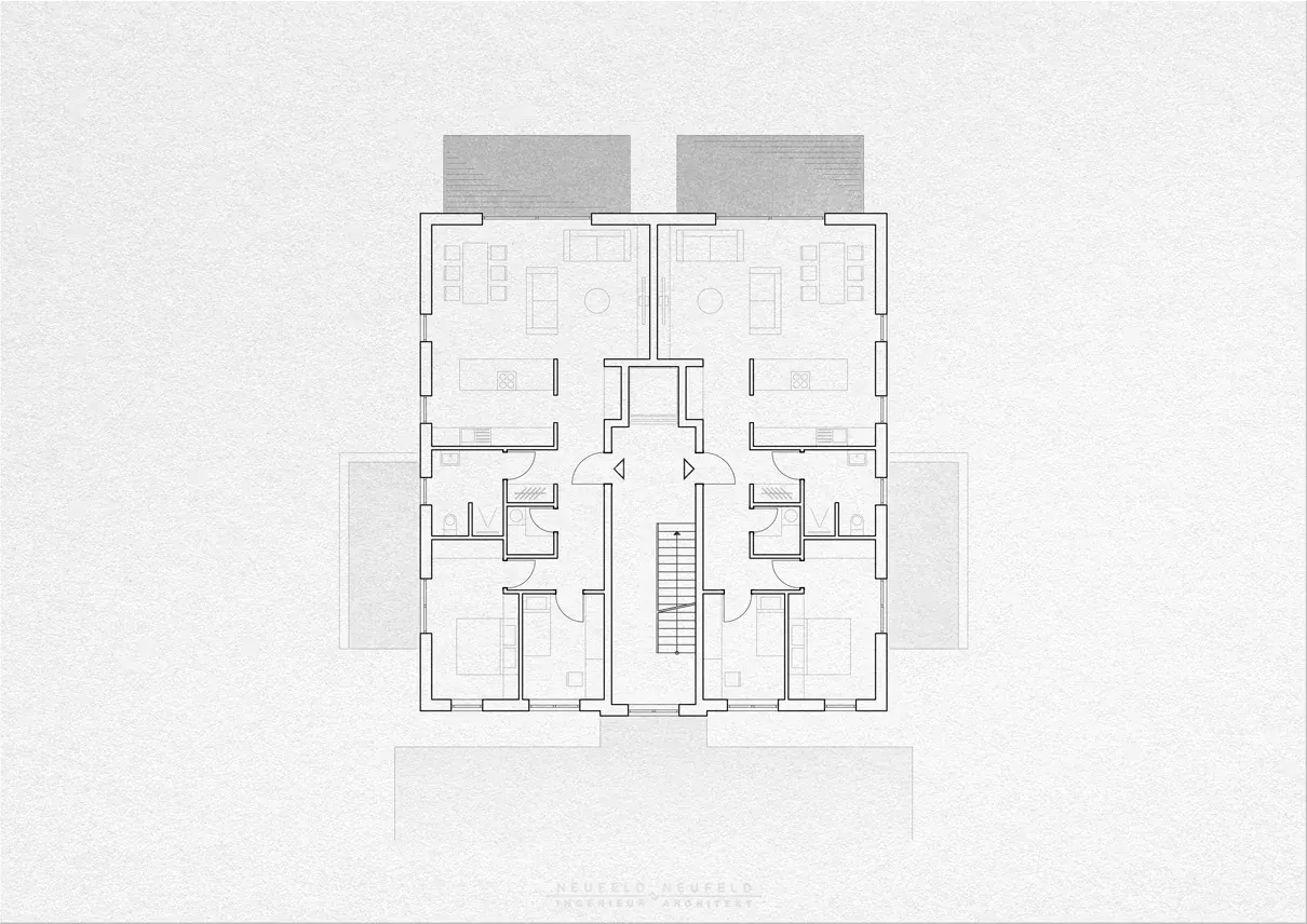 Grundriss Erdgeschoss – Mehrfamilienhaus LX21, Planung Neufeld & Neufeld