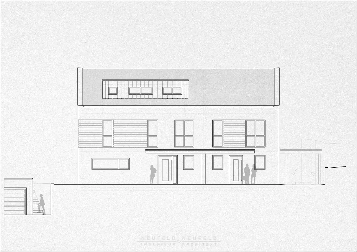 Ansicht – Zweifamilienhaus NF22, Planung Neufeld & Neufeld