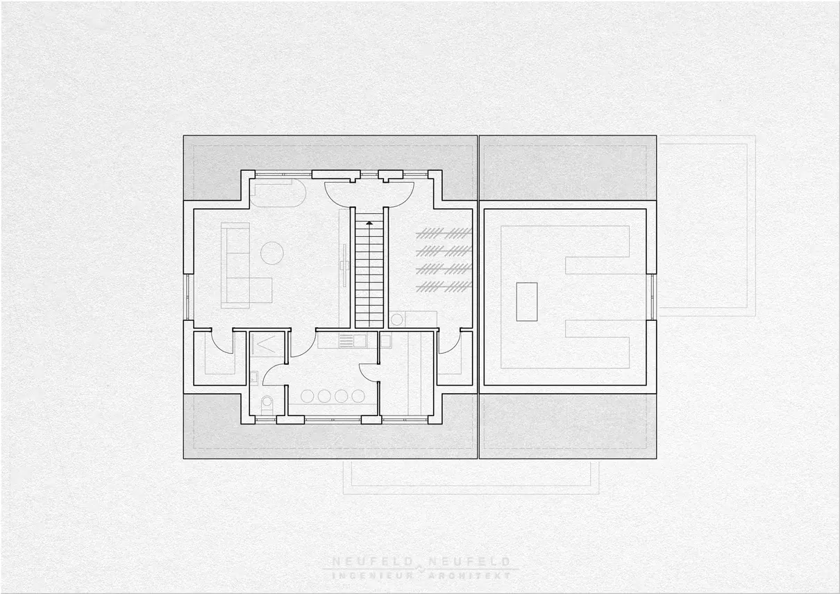 Grundriss Dachgeschoss – Zweifamilienhaus NF22, Planung Neufeld & Neufeld