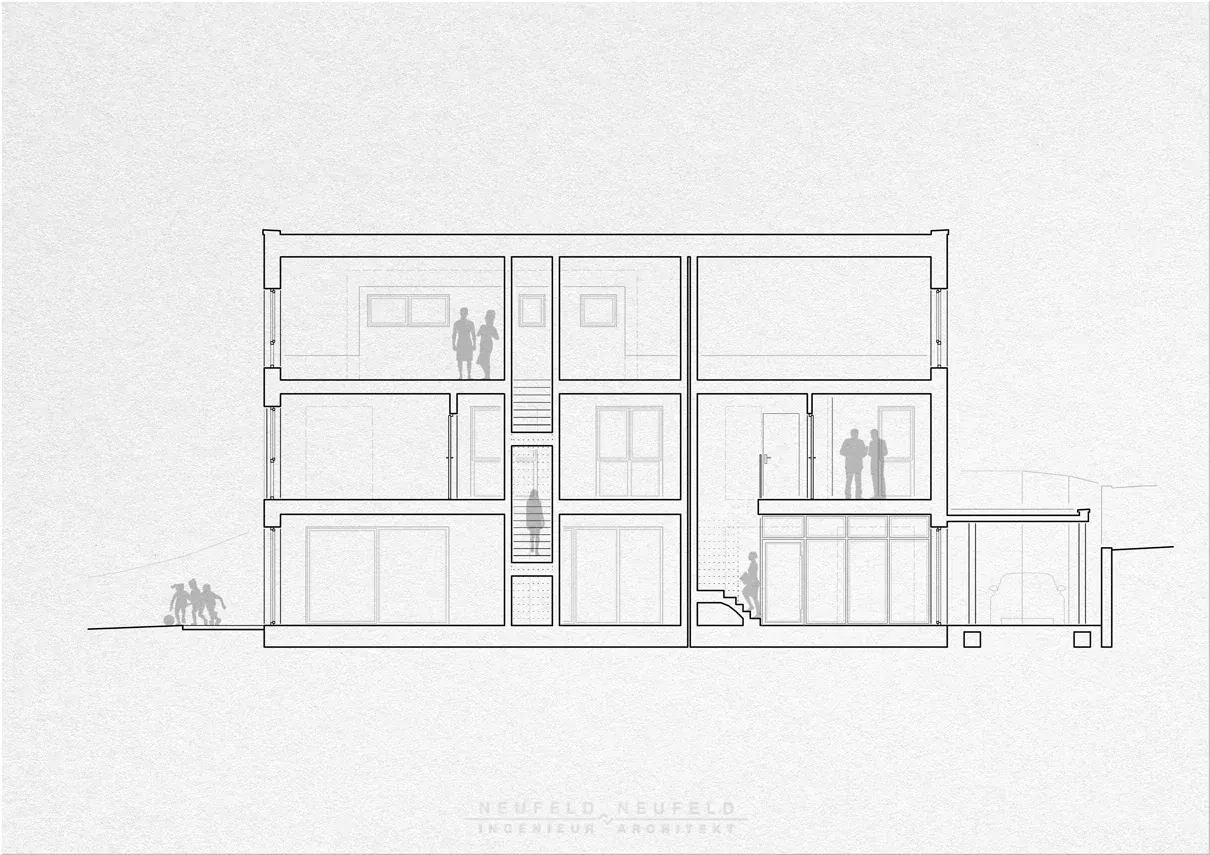 Schnitt – Zweifamilienhaus NF22, Planung Neufeld & Neufeld