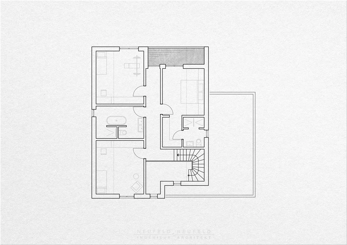 Grundriss Obergeschoss – Einfamilienhaus PL20, Planung Neufeld & Neufeld