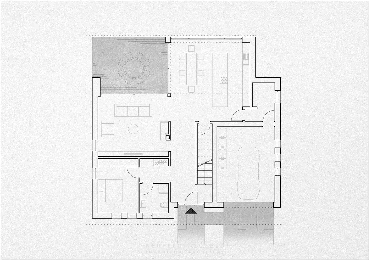 Grundriss Erdgeschoss – Einfamilienhaus VT21, Planung Neufeld & Neufeld