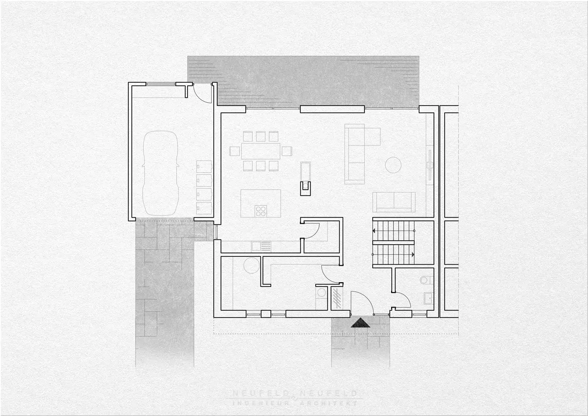 Grundriss Erdgeschoss – Doppelhaus ZW18, Planung Neufeld & Neufeld