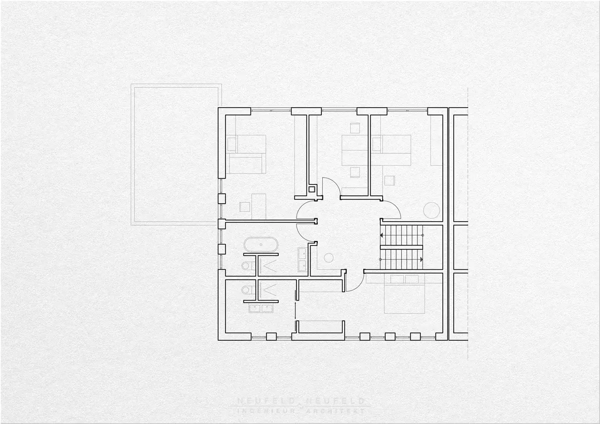 Grundriss Obergeschoss – Doppelhaus ZW18, Planung Neufeld & Neufeld